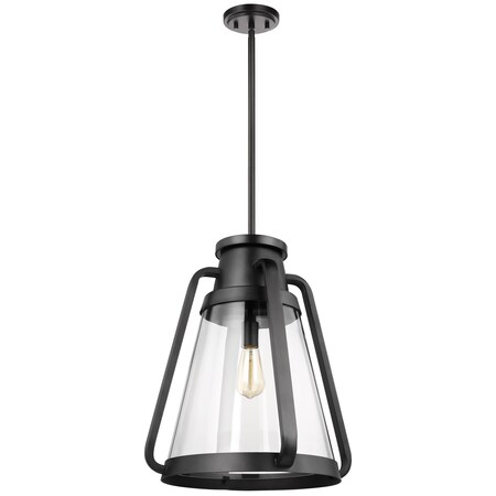 Nuvo Everett 1-Light 18-Inch Pendant - Matte Black with Clear Glass 60/7554